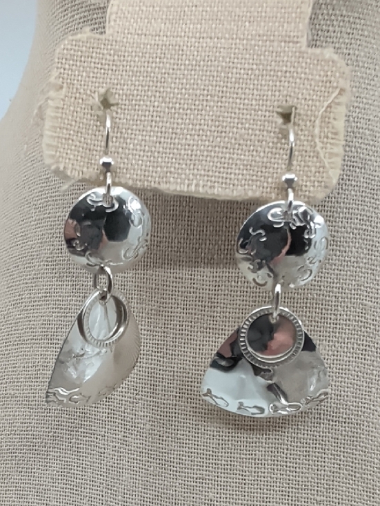 Handmade Jewelry - Sterling Silver 925 Fish Drop Earrings Florida Keys Artisan BJH Vintage 1990s